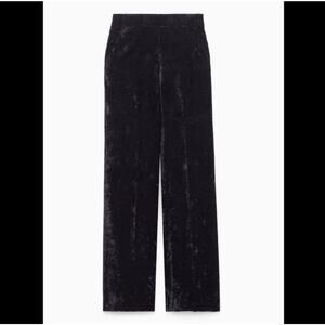 Aritzia Wilfred Le Fou Crushed Velvet Wide Leg Pants High Rise Black Size 0